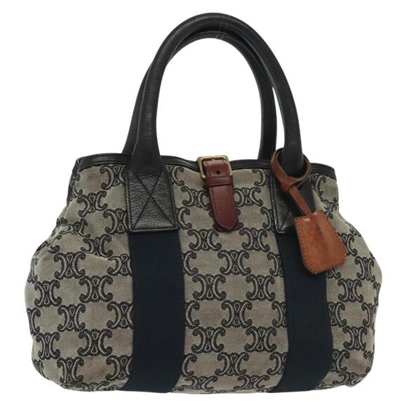 CELINE Macadam Canvas Hand Bag Navy Gold - Picture 1 of 12